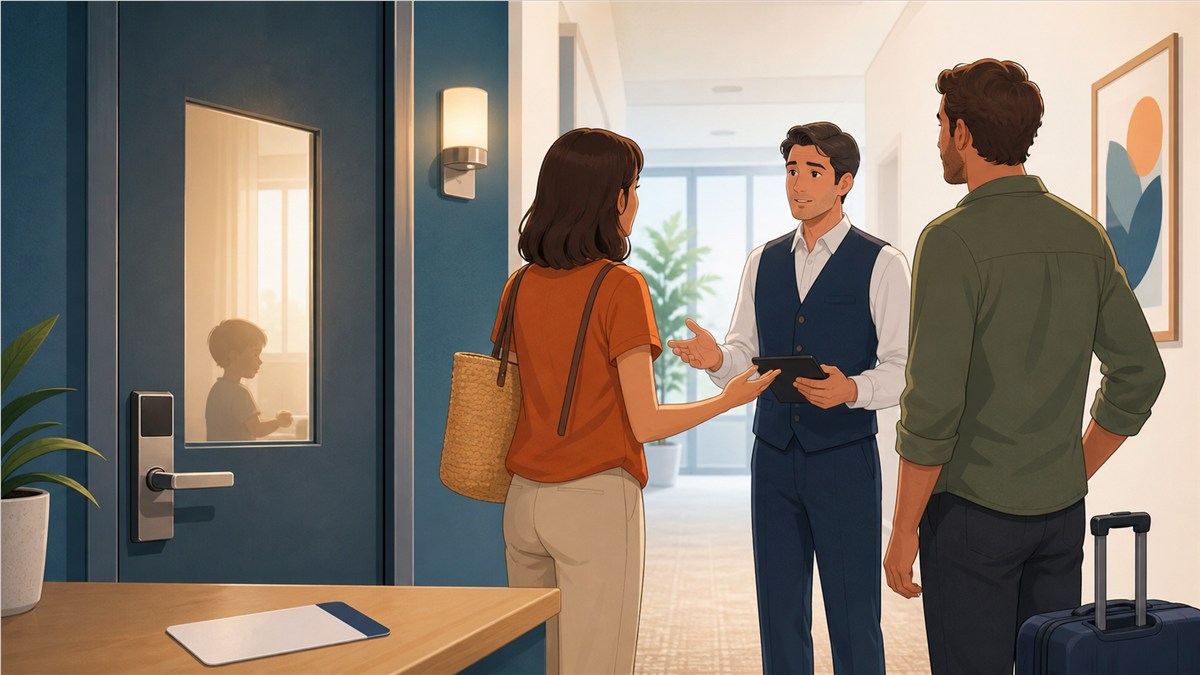 Familia y personal del alojamiento coordinan la apertura segura de una puerta con un menor dentro